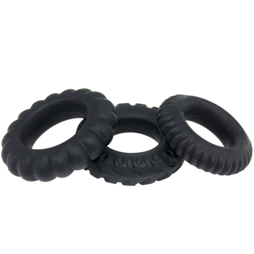 Набор эрекционных силиконовых колец черного цвета Winyi Cuddle Black Set 2 3 штуки - 1