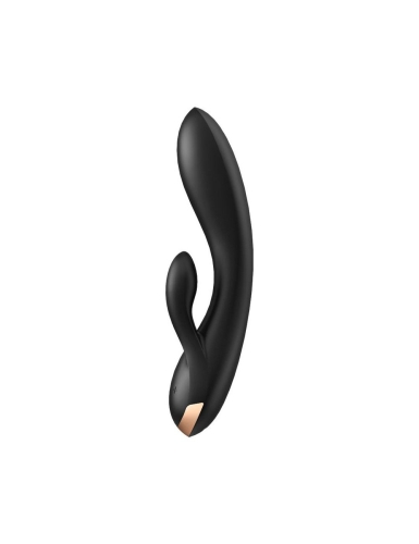 Вибратор кролик со стимуляцией зоны G и клиторальным отростком черный Satisfyer Double Flex - 2