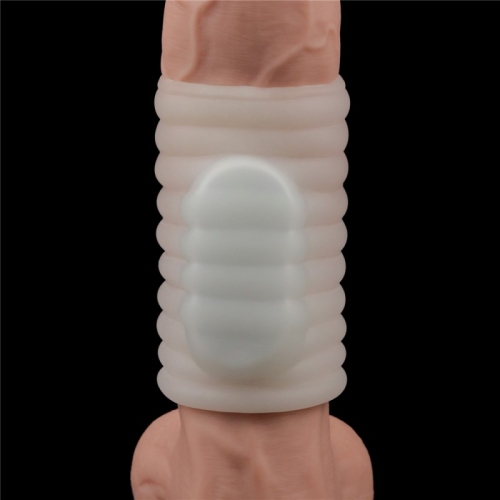 Вибронасадка на пенис белого цвета Lovetoy Vibrating Knights Ring длина 100 мм - 3