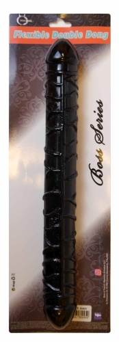Двосторонній фалоімітатор чорного кольору Boss Series Flexible Double Dong - 5