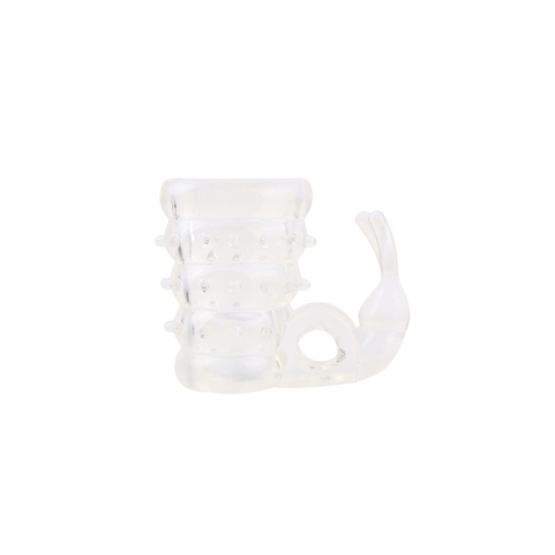 Вибронасадка на член со стимуляцией клитора прозрачного цвета Screaming Bunny Vibrating Enhancer - 2