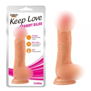 Реалистичный фаллоимитатор с мошонкой на присоске бежевый Chisa Dessert Dildo