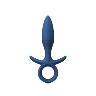 Анальна силіконова пробка з кільцем синього кольору NS Novelties Vibrating king plug small