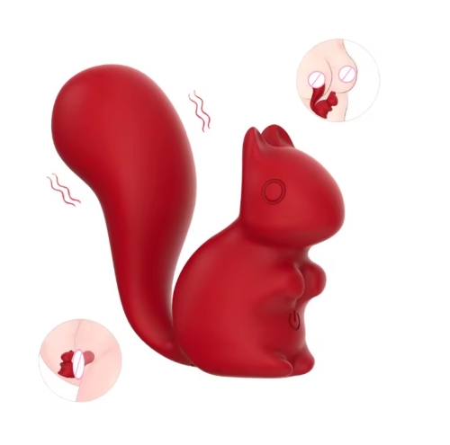 Мини-вибратор клиторальный в форме белочки красный Every Night Toys Debbie 10 режимов вибрации - 2