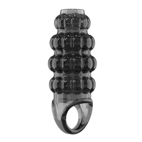Стимулююча насадка на член із пухирцями чорна Meleon - Dominate Beads Locking Sleeve - 5