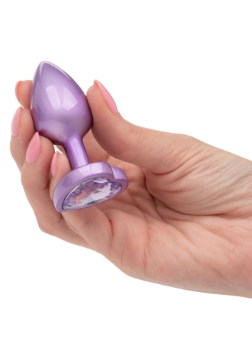 Анальная пробка с камушком в форме сердца фиолетовая California Exotic Novelties Diamond Heart Plug размер Small - 5