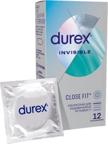 Презервативи ультратонкі латексні з силіконовим мастилом Durex Invisible 12 штук - 1
