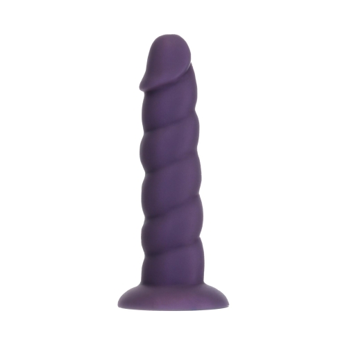 Фалоімітатор ребристий на присосці фіолетовий Unicorn Dildo 7” та віброкуля у подарунок - 1