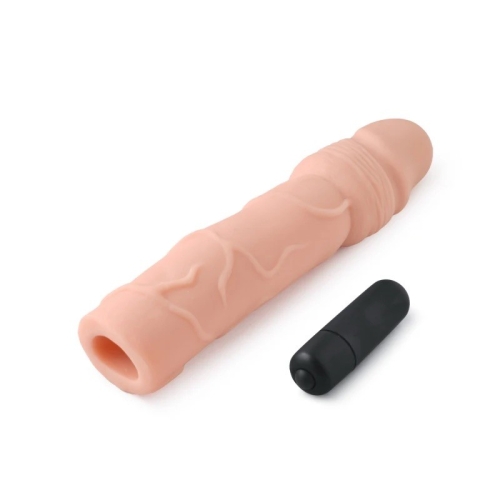 Подовжуюча вібронасадка на член реалістична тілесного кольору Vscnovelty Fantastic Vibrating Penis Extenders - 3