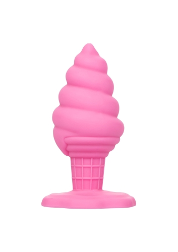 Анальная пробка с присоской в форме мороженого розовая CalExotics Yum Bum Ice Cream Cone - 7