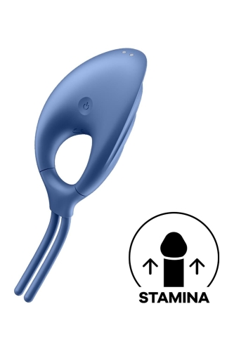 Эрекционное виброкольцо для пениса синего цвета Satisfyer Swordsman - 6