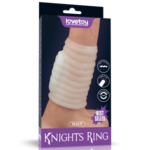 Вибронасадка на пенис белого цвета Lovetoy Vibrating Knights Ring длина 100 мм - 1