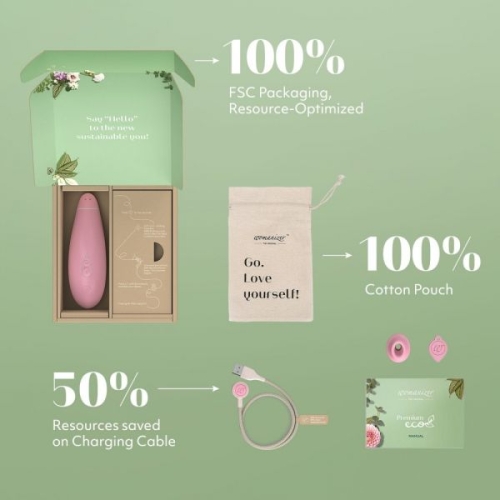 Бесконтактный вакуумный клиторальный стимулятор розовый Womanizer Premium ECO - 4