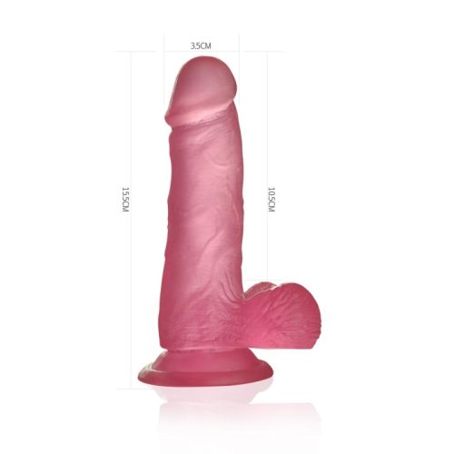 Фаллоимитатор реалистичный гелевый на присоске розового цвета Lovetoy - 3