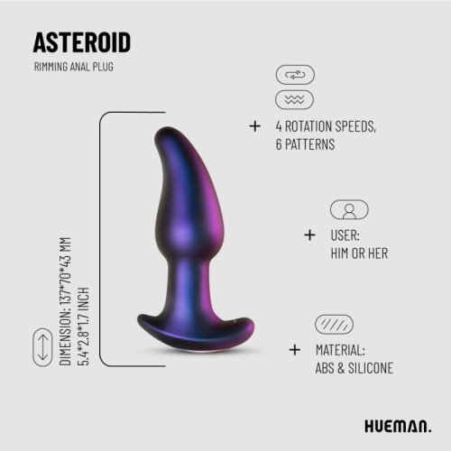 Анальна вібропробка з пультом управління фіолетового кольору Hueman Asteroid Rimming - 3