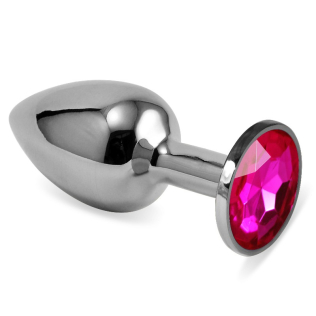 Анальна пробка сріблястого кольору із кристалом малинового кольору Lovetoy Rosebud Plug