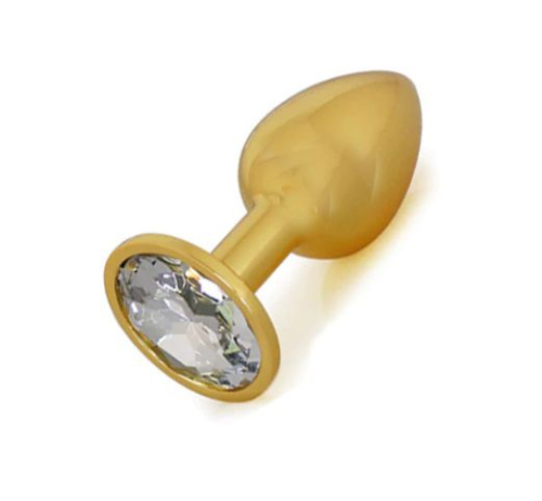 Анальная жёлтая пробочка с кристаллом Gold Metal Diamond S - 1