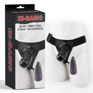 Чорний страпон на ремені з вібрацією Chisa Basic Vibrating