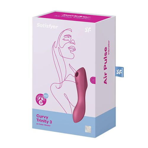 Вакуумный вибромассажер для стимуляции клитора бордовый Satisfyer Curvy Trinity 3 - 5
