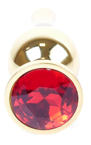 Анальна пробка золотистого кольору із кристалом червоного кольору BOSS of TOYS Jewellery BUTT plug - 2