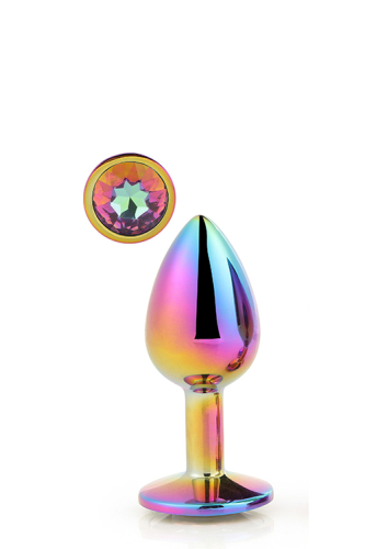 Анальная пробка радужная с радужным камнем 8,3 х 3,4 см Dream Toys Gleming Love - 1