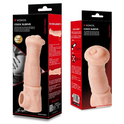 Насадка на член із петлею для мошонки тілесна Kokos Cock Sleeve CS 012 розмір L - 6