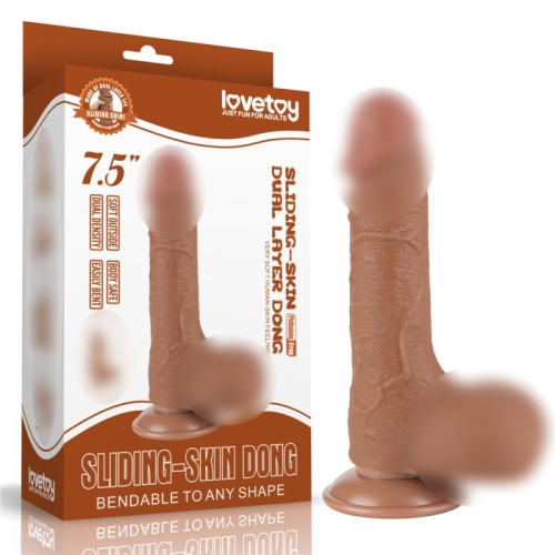 Фаллоимитатор на присоске реалистичный Sliding Skin Dual Layer Dong 7.5 коричневый - 1