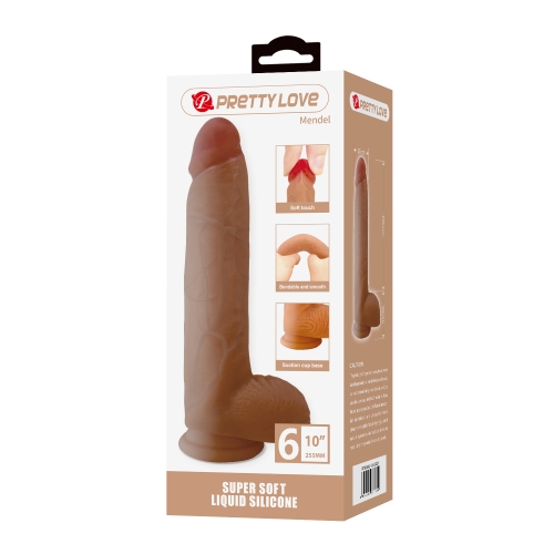 Силіконовий фалоімітатор реалістичний на присосці тілесний Lybaile PRETTY LOVE Mendel 10 Super Soft Liquid Dildo - 10
