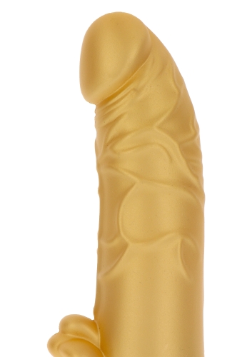 Вибратор большой реалистик золотистого цвета Toy Joy Gold Dicker длина 221 мм - 4