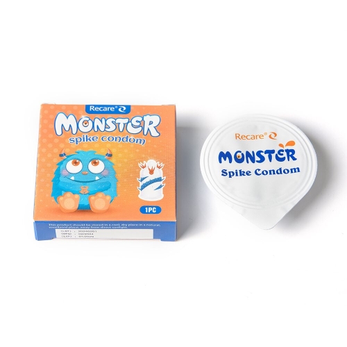 Презерватив прозрачный с с усиками и спиралью шипов Recare Monster Spike Condom - 3