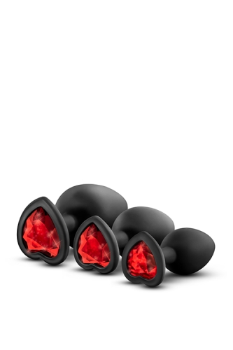Набір анальних пробок з червоним кристалом LUXE BLING PLUGS TRAINING KIT RED GEMS - 1