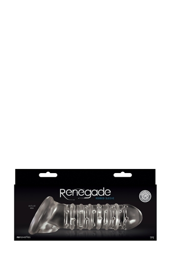 Удлиняющая насадка на член прозрачного цвета NS Novelties Renegade ribbed - 2