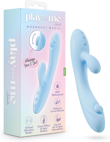 Вібратор кролик для точки G та клітора блакитний Blush Play with Me - 1