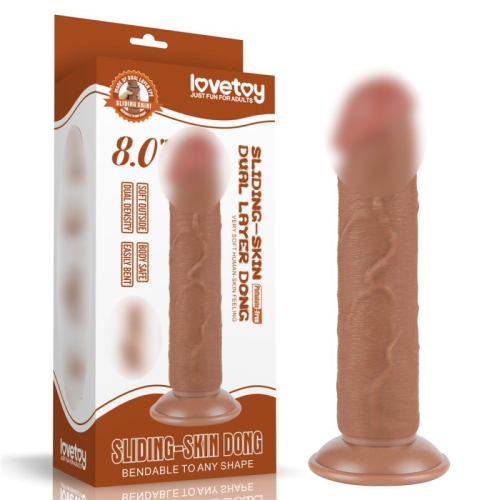 Фалоімітатор на присосці реалістичний Sliding Skin Dual Layer Dong 8.0 коричневий - 1