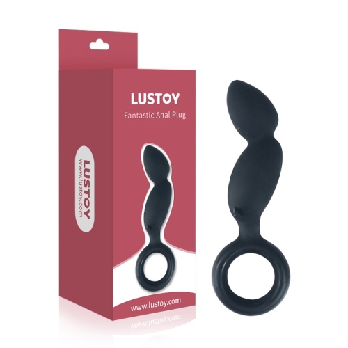 Масажер для простати з кільцем чорного кольору Lustoy Anal Toy - 1