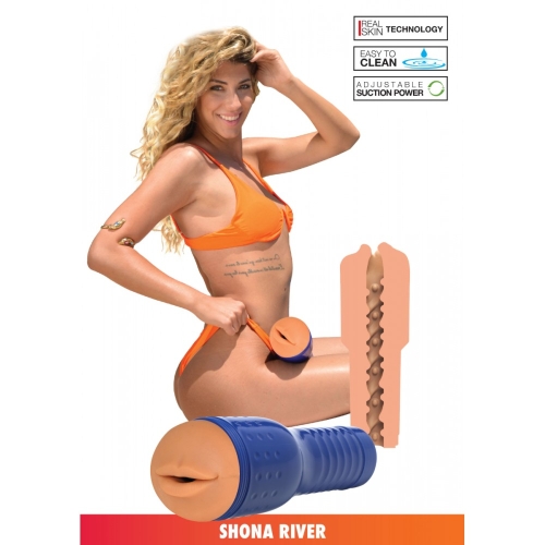 Мастурбатор в колбе Ротик бежевого цвета California Exotic Novelties Shona River Mouth - 1