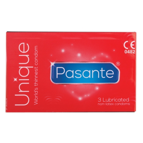 Презервативи ультратонкі із синтетичної смоли прозорого кольору Pasante Unique Latexfree 3 штук - 2