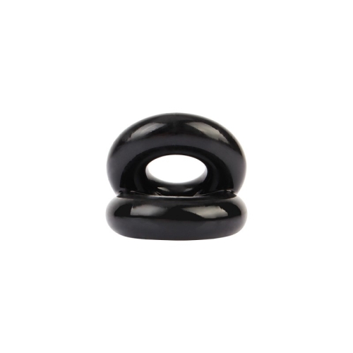 Двойное эрекционное кольцо на член черного цвета Chisa Dual Pleasure Ring - 3