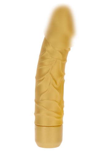 Вібратор великий реалістичний золотистого кольору Toy Joy Gold Dicker довжина 201 мм - 1