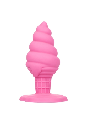 Анальная пробка с присоской в форме мороженого розовая CalExotics Yum Bum Ice Cream Cone - 6