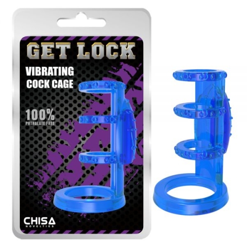 Вібронасадка на член синього кольору Chisa Vibrating Cock Cage - 1