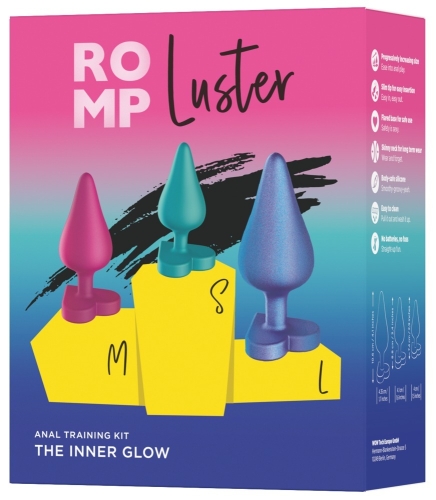 Набір з 3 анальних пробок у формі серця різнокольорові ROMP Luster - 12