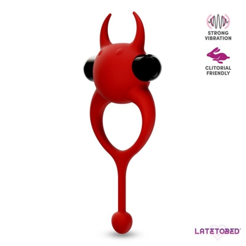 Эрекционное виброкольцо на член красное Latetobed Hornvyl Vibrating Bullet Devil - 3