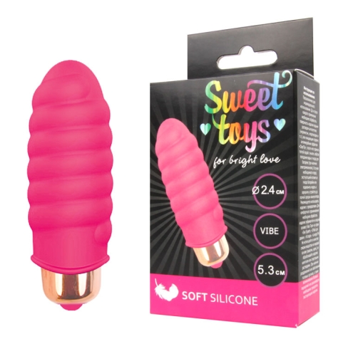 Мини вибратор силиконовый для клитора SWEET TOYS ярко-розовый L 5,3 см D 2,4 см со съемной вибропулей - 1