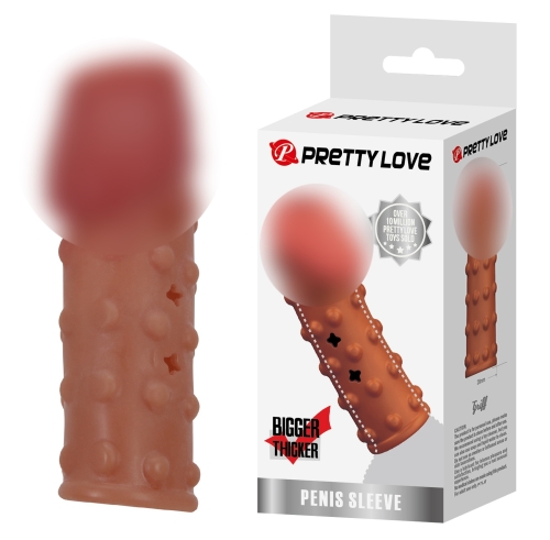 Стимулирующая насадка на член рельефная коричневая Lybaile Pretty Love Penis Sleeve - 1