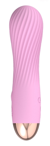 Вибропуля ребристая для клитора розового цвета Soft Silicone Cuties Mini Vibrator - 2