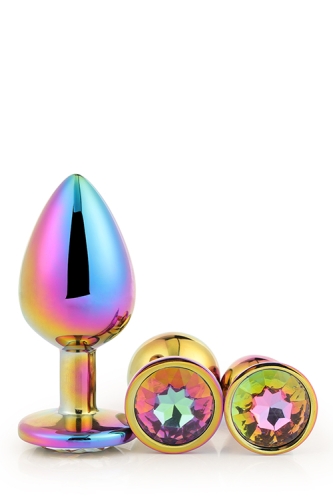 Набор анальных пробок радужных с радужным камнем Dream Toys Gleming Love - 1