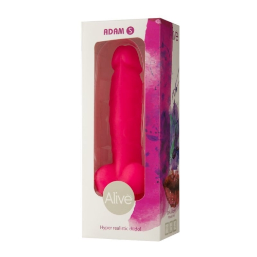 Фаллоимитатор 14/3,5 см реалистичный силиконовый с мошонкой на присоске Alive Adam Pink S Розовый - 2