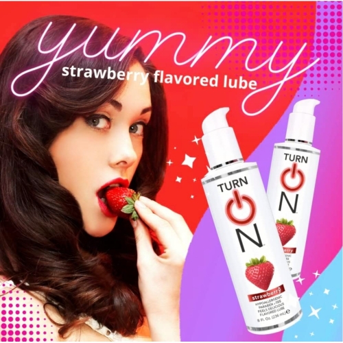 Оральний лубрикант на водній основі зі смаком полуниці без цукру Wet Turn On Yummy Lube 118 мл - 3