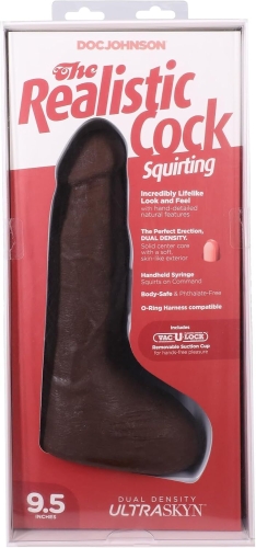 Кончающий фаллоимитатор реалистичный на присоске коричневый Doc Johnson The Realistic Cock ULTRASKYN - Squirting 9,5 - 8